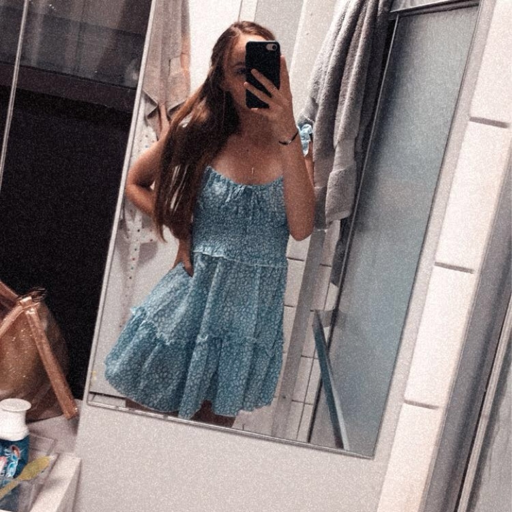 Blue and white sundress